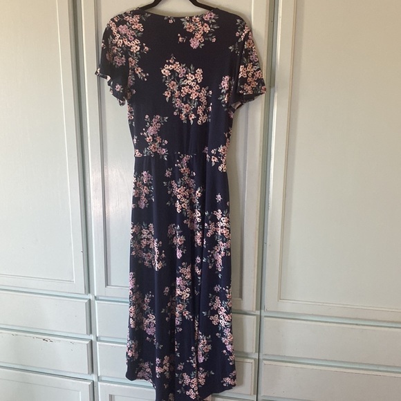 Dark blue  floral print hi low dress xl - Picture 5 of 12